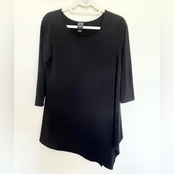 Clara Sun Woo Kerchief Angle Asymmetrical Hem Tunic Small Black - Picture 1 of 7